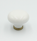 Porcelænsknop med antik messing fod Ø36x29 mm, hvid