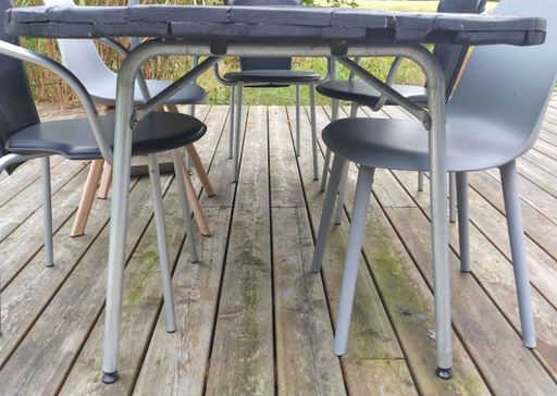 Bordstel 690 mm sammenklappelig, stål med prenox (sæt)