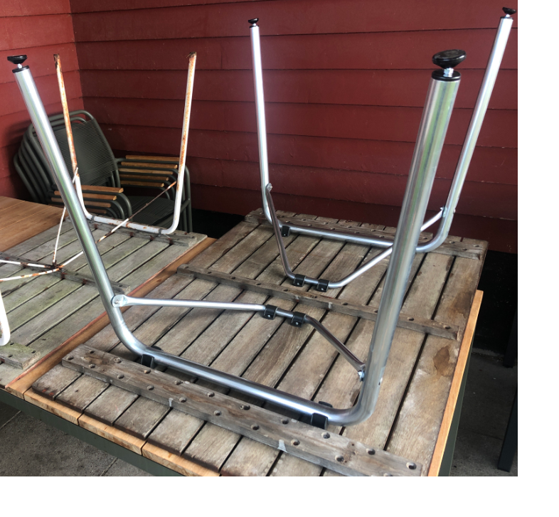 Bordstel 690 mm sammenklappelig, stål med prenox (sæt)