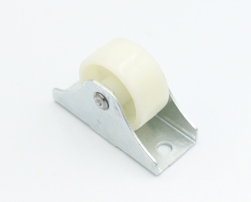 Pufrulle Ø26 mm, metal - hvid plastik
