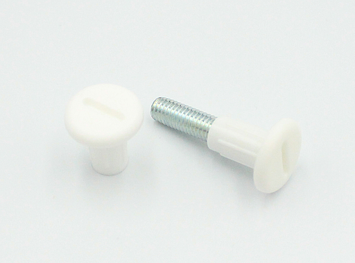 Samleskrue M6x30 mm + bøsning M6x16 mm, hvid plastik (sæt)