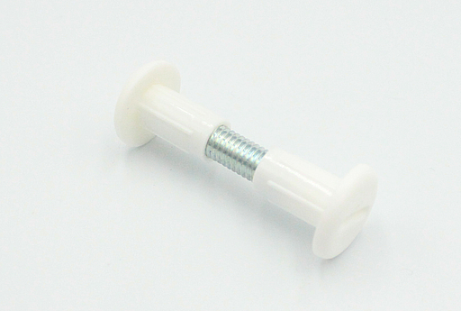 Samleskrue M6x30 mm + bøsning M6x16 mm, hvid plastik (sæt)