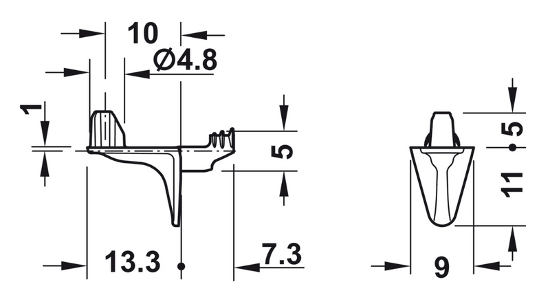 Hyldebærer til Ø5 mm hul, sort metal (10 stk)