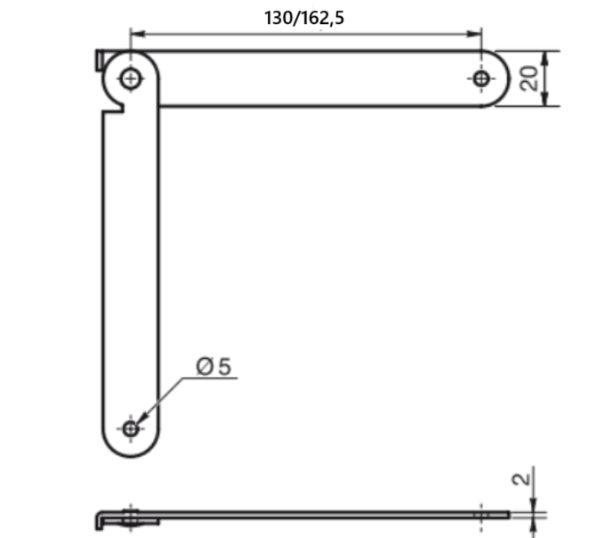 Skærehængsel 20 mm m/stop, metal