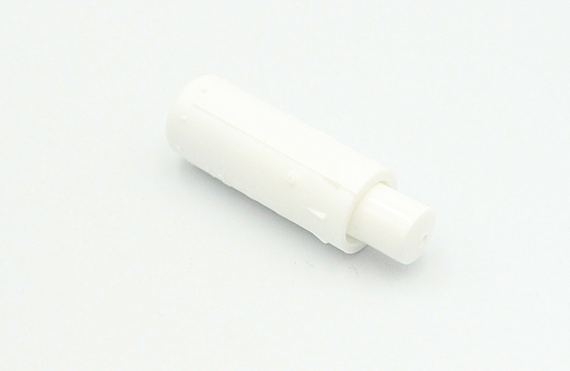 Skydedørsrigle Ø10x24 mm med fjeder - rund tap, hvid plastik