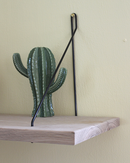 Egetræshylde 600x250x20 mm incl. sortmalede hyldeholdere, ubehandlet