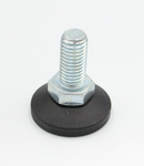 Stillefod m/fast fod M12x25 mm med sekskant, sort plastik