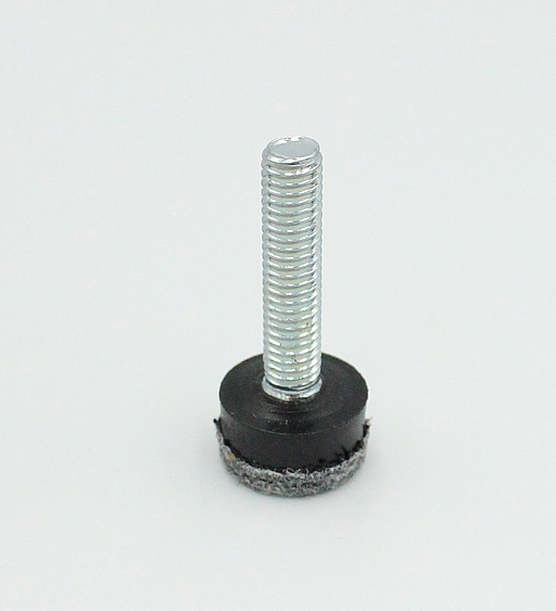 Stillefod m/fast fod M6x27 mm m/filt, sort plastik