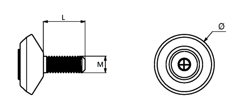 Stillefod m/fast fod M10x16 mm, metal