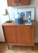 Møbelben til skabe Ø35x200 mm incl. beslag til montering, teakbejdset asketræ