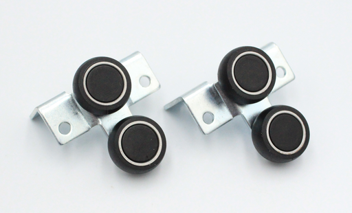 Tophjul til skydedør med fast plade Ø17 mm, sort plastik/metal