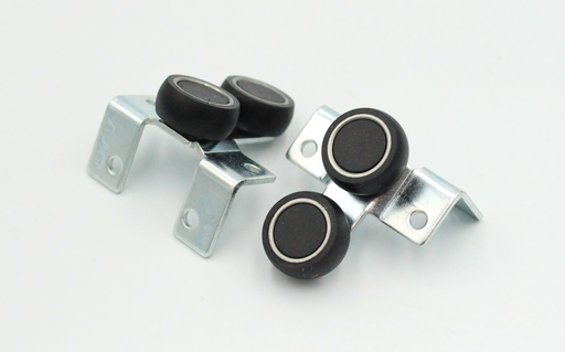 Tophjul til skydedør med fast plade Ø17 mm, sort plastik/metal