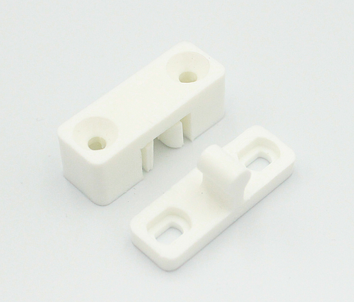 Tryksamlebeslag 33x12 mm, hvid plastik