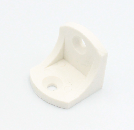 Vinkel 23x23x24 mm med 2 huller, hvid plastik