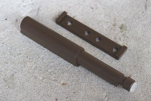 Lågeåbner "Push" 74x14,5 mm m/anslagsdæmper, brun