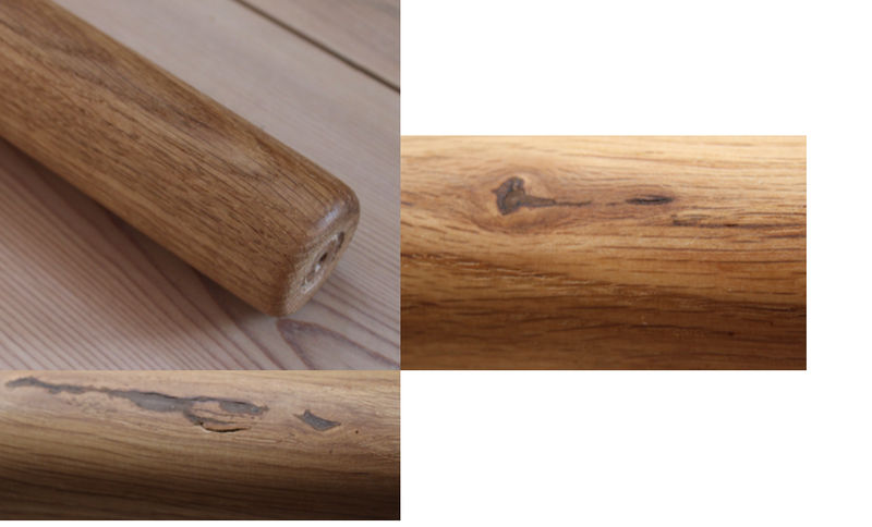 Bordben til spisebord Ø55x705 mm incl. beslag til montering, egetræ olieret (råt look)
