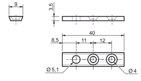 Pindhængsel 40x9 mm (hundel), metal