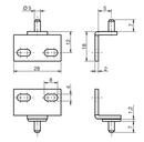 Pindhængsel 28x18 mm, messingbelagt (sæt)