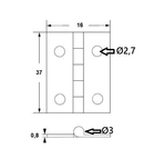 Kanthængsel 16x37 mm, messingfarvet