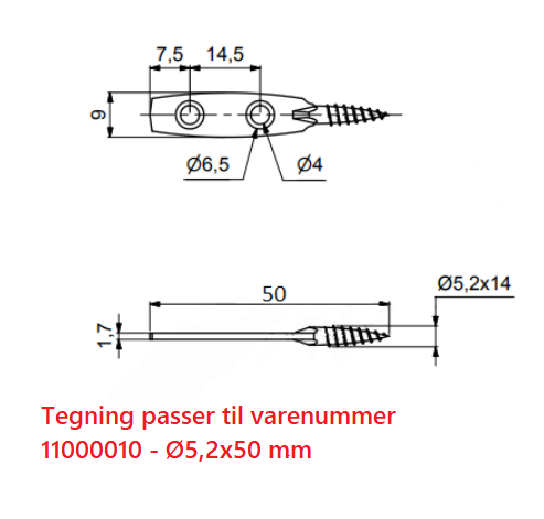 Bladskrue Ø5,2 mm, elgalvaniseret