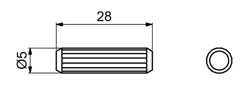 Plastikdyvel Ø5x28 mm, hvid (10 stk)