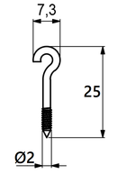 Gardinkrog Ø2x25 mm, elgalvaniseret (10 stk)