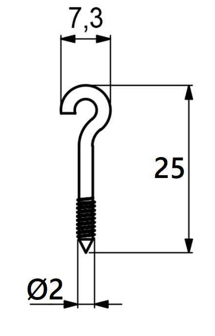 Gardinkrog Ø2x25 mm, elgalvaniseret (10 stk)