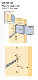 Boreskabelon til skjulte skabshængsler