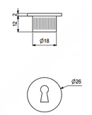 Nøglehulsbeslag til indstik Ø26x14 mm, mat metal