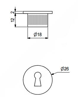 Nøglehulsbeslag til indstik Ø26x14 mm, mat metal