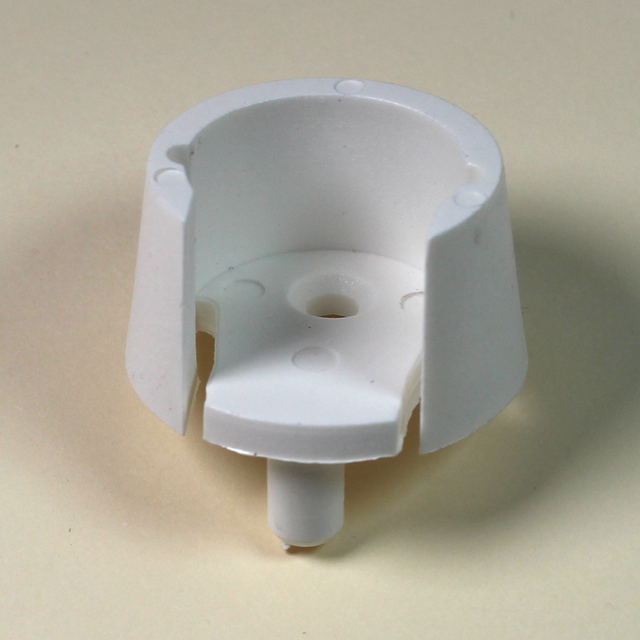 Bøjlestangsholder t/Ø18 mm stang - m/1 tap, hvid plastik (1 stk)