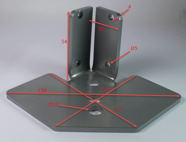 Sengebensbeslag 95x95 mm, gråmalet metal