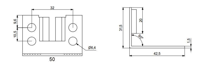 Ophængsbeslag til skab 32x50 mm, hvid/elgalvaniseret (2 stk)