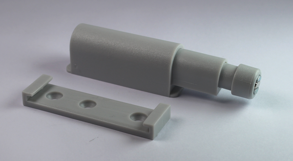 Lågeåbner "push" 49x14,5 mm m/magnet, grå