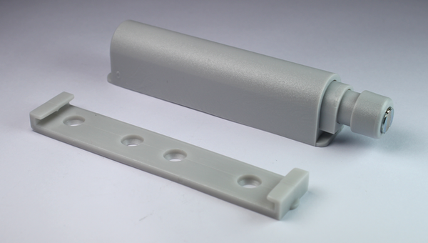 Lågeåbner "Push" 74x14,5 mm m/magnet, grå