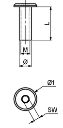 Møbelhoved M6xØ8x9 mm, messing