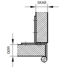 Møbelhængsel 24x70 mm - venstre, gråmalet metal