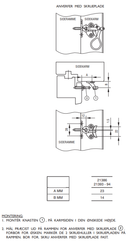 Anverfer med skrueplade til vinduer incl. knast, messing (sæt)