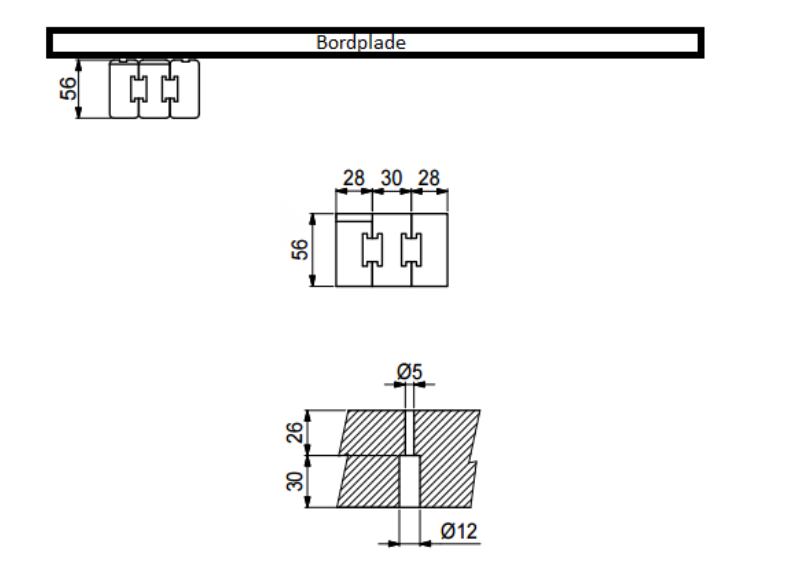 Bordudtræk t/midtertillægsplade 1020 mm åbning, træ (sæt)