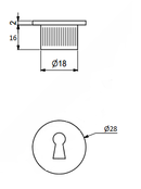 Nøglehulsbeslag til indstik Ø28x16 mm, blank metal