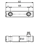 Tværbøsning dobbelt M6xØ10x82 mm, elgalvaniseret