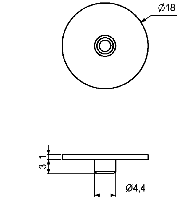 Dækhætte Ø4,4xØ18 mm t/4 mm sekskanthul, sort (10 stk)