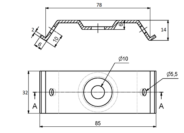 Bordsamlebeslag 78x32 mm, elgalvaniseret