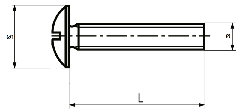 Bolt M6x35 mm m/rundt hoved, rustfri stål