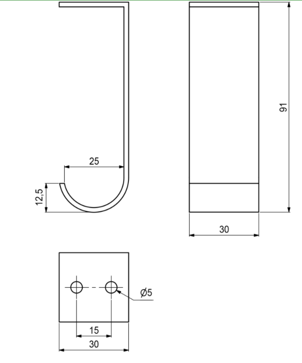 Bøjlestangsholder Ø25 mm t/topmontering, elgalvaniseret (1 stk)