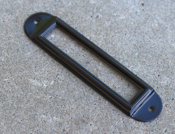 Etiket ramme 80x18 mm, sort metal