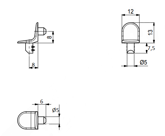 Hyldebærer vinkel m/2xØ5 mm tappe, elgalvaniseret (10 stk)