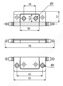 Kanthængsel 51x17 mm, brunt metal