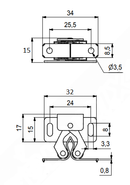 Rullelås 32x15 mm, brun antik