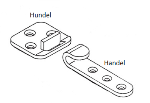 Klaphængsel t/endetillægsplade 35x38x3 mm u/stop, gulgalvaniseret (hundel)
